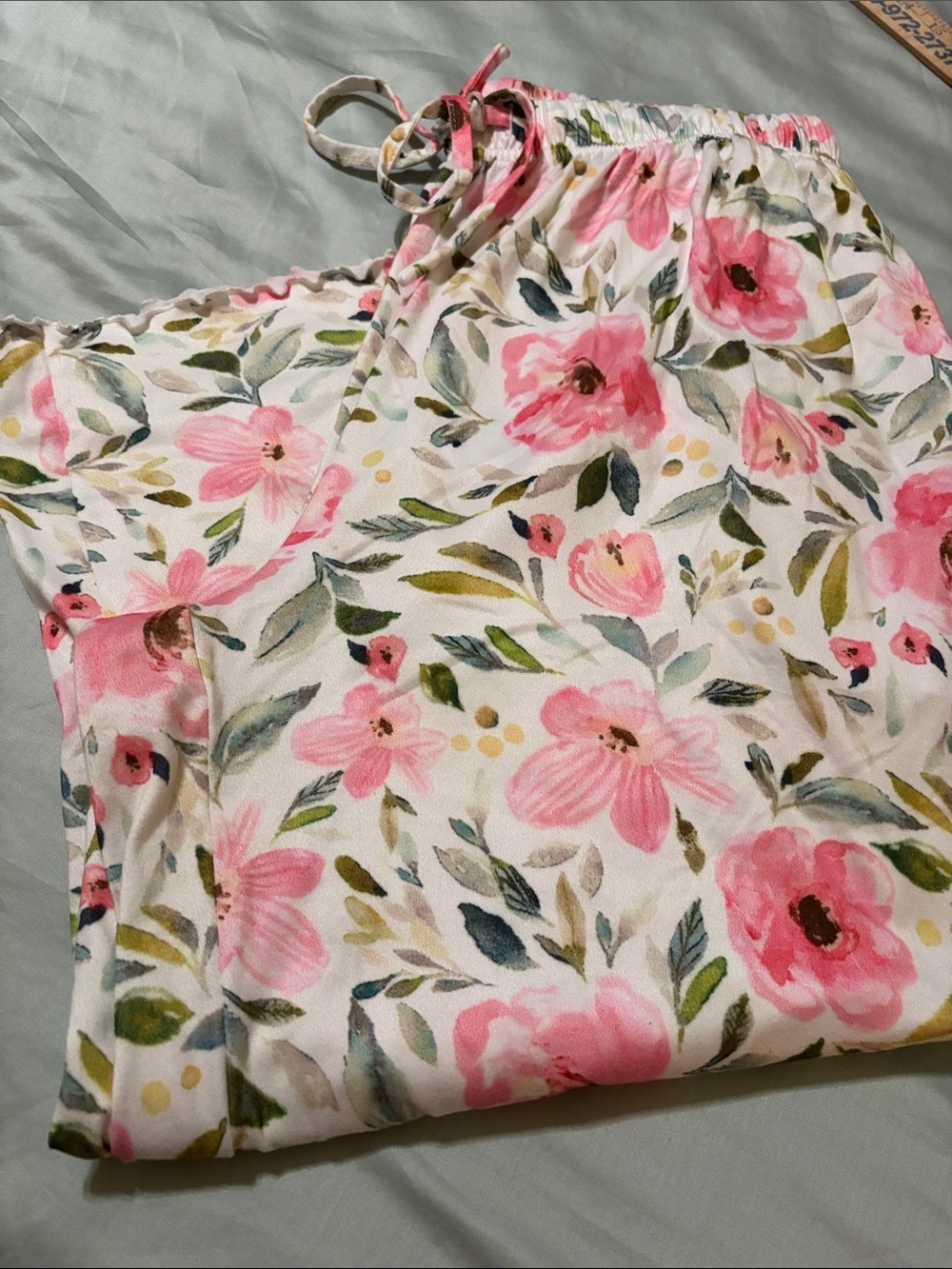 Floral Pink Cotton Blend Women's Pajama Top and Bottom Set - Picture 7 of 10